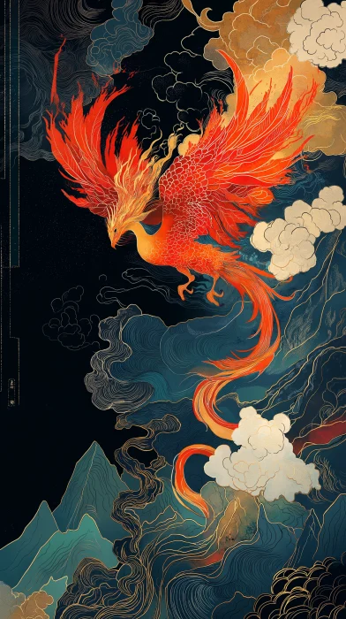 Chinese Mythical Phoenix Illustration