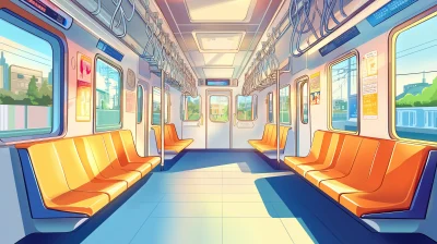 Japanese Train Interior in the Morning