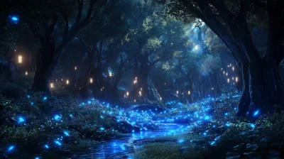 Enchanting Bioluminescent Forest Glade