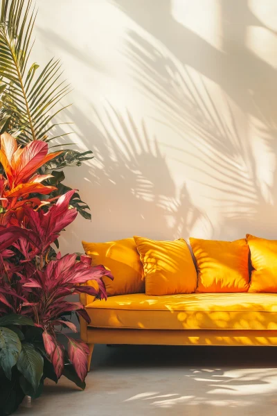 Yellow Canopy Couch in Jungle Setting