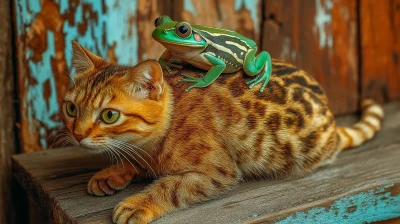 Frog and Siberian Feline