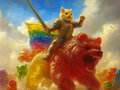 Kitten Knight on Rainbow Unicorn