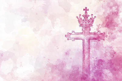 Watercolor Cross and Crown Pattern