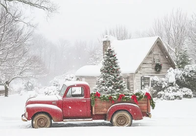 Country Christmas Pickup Truck Decor