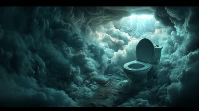 Fantasy Toilet and Storm Clouds