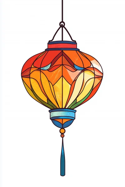 Colorful Lantern Stained Glass Art