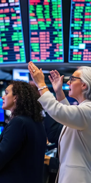 Female Stock Brokers Working Together