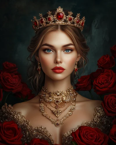 Regal Queen in Red and Gold