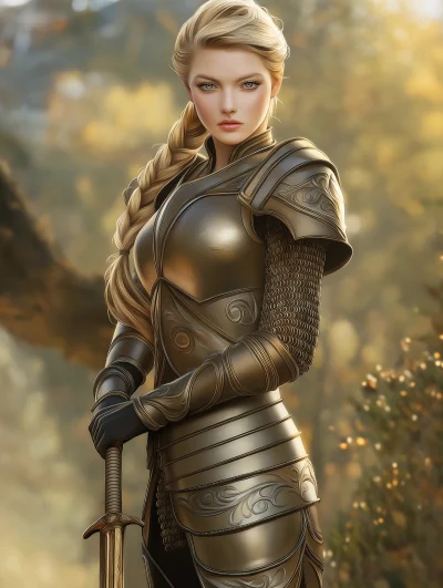 Golden-haired Female Paladin Portrait