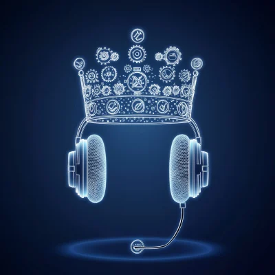 Minimalist Blue Holographic Microphone Headset Crown