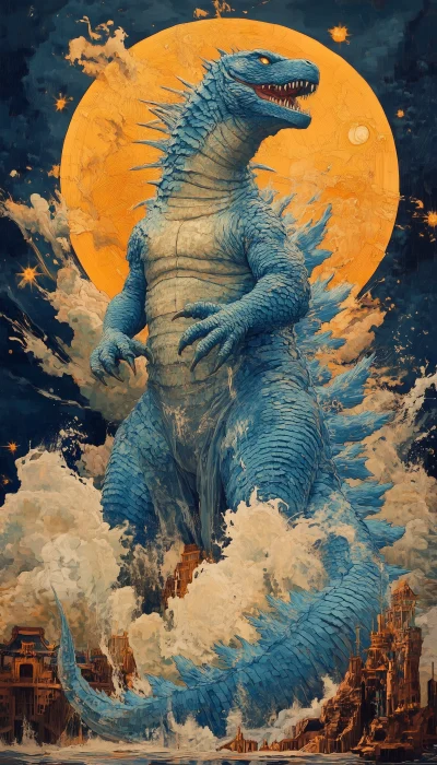 Fantasy Godzilla in Van Gogh Style