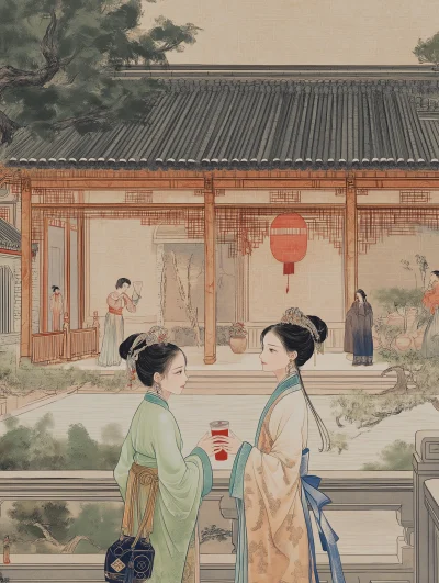 Qing Dynasty Courtyard Scene