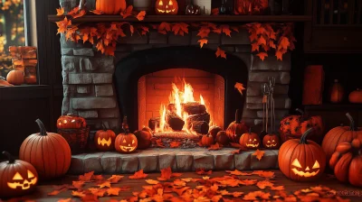 Cozy Halloween Fireplace