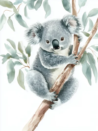 Baby Koala Watercolor Painting