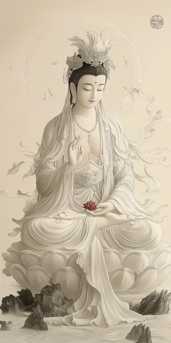 Guanyin Bodhisattva Fine Brushwork Painting