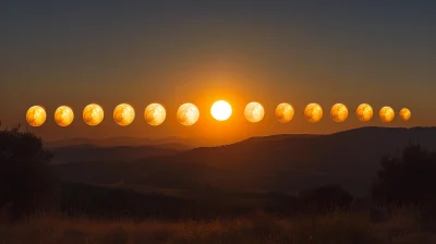 Sun in 10 different positions in the sky