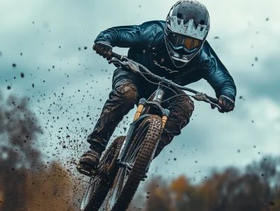 BMX Jumping on Contour Dirty Mud Ground