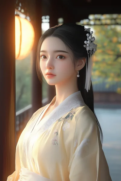 Surreal Sunset Portrait in Hanfu