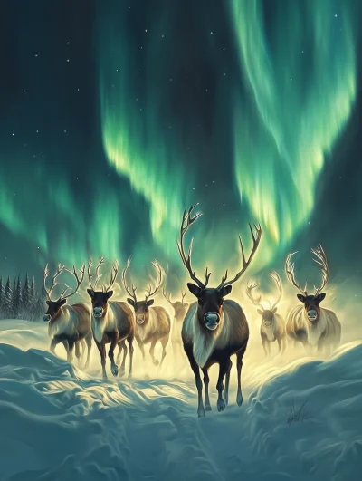 Northern Lights Reindeer