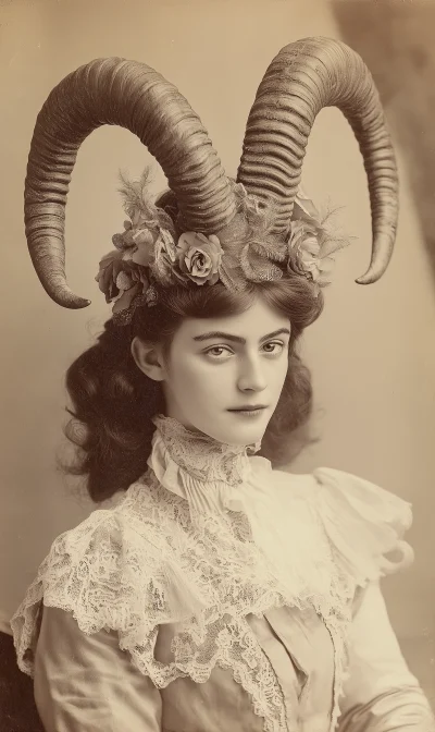 Victorian Circus Performer with Vierhornziege Horns