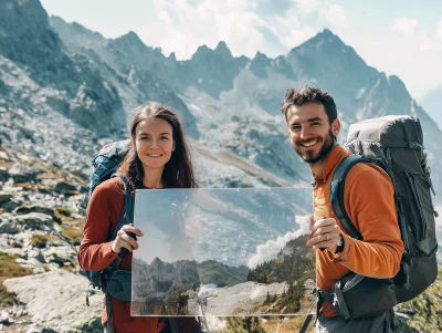 Mountain Hiking with Invisible Sign