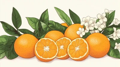 Oranges on White Background