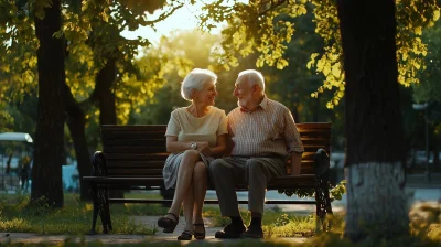 Elderly Couple in Love in the Park