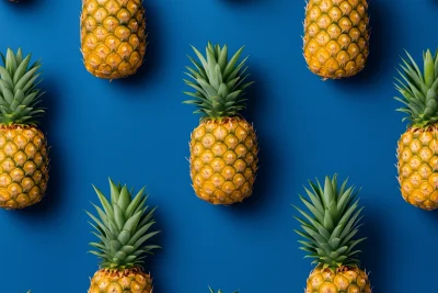 Pineapple Pattern on Blue Background