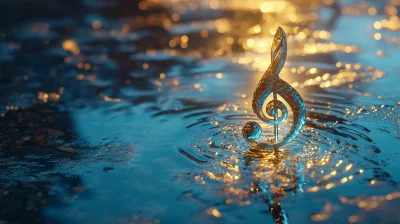 Golden Musical Note Reflection