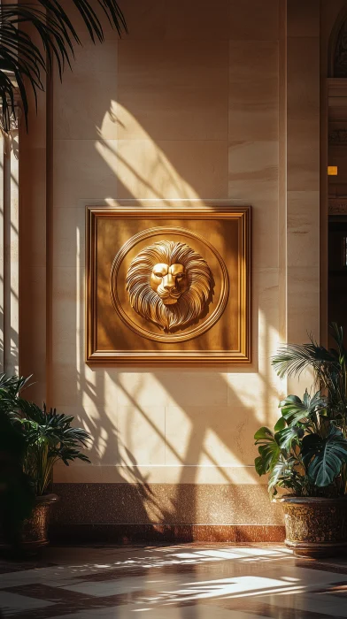 Golden Lion Sign on Italian Building