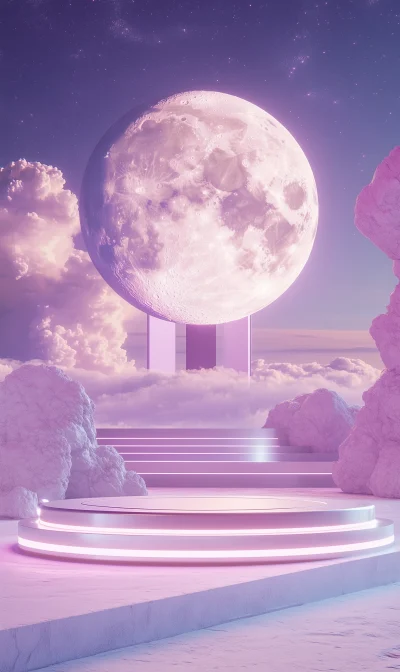 Purple Space Scene with Roundtable