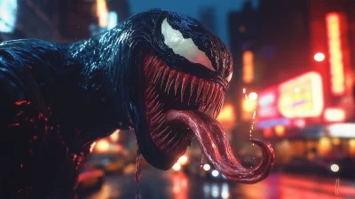 Venom Roaring in New York City at Night