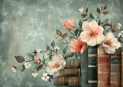 Watercolor Vintage Book Backdrop