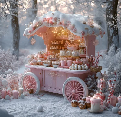 Snow Covered Candy Cart