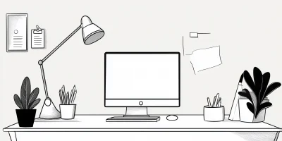 Desk Lamp Line Drawing Illustrations