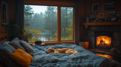 Cozy Cabin Bedroom at Midnight