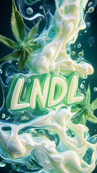 LNDL in Liquid Green Ink with Cannabis Plant