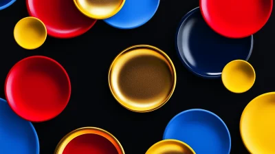 Colorful Smooth Medals on Black Background