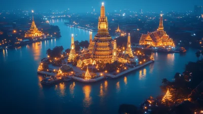 Wat Arun Night View Temple in Bangkok, Thailand