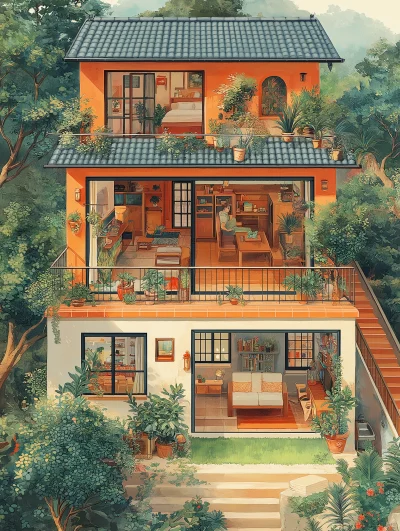 Garden House Illustration