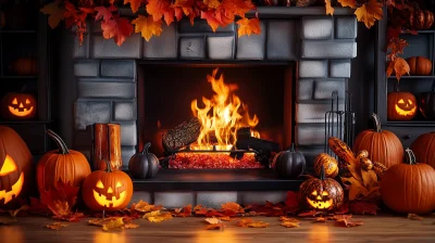 Cozy Halloween Fireplace