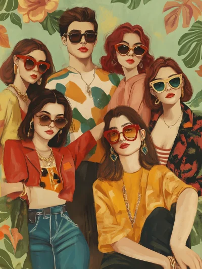 Vibrant Retro-Modern Group Portrait