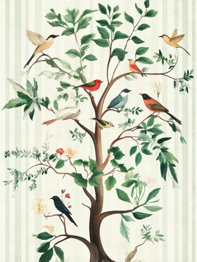 Vintage Tropical Birds Illustration