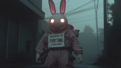 Samurai Rabbit with Glowing Eyes