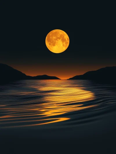 Moonlit Lake Reflection