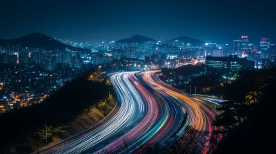 Seoul City Night Time Long Exposure