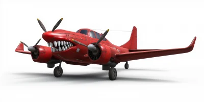 Hyperrealistic Red Airplane Illustration