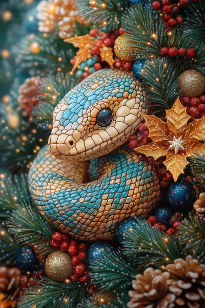 Magical Christmas Snake Illustration