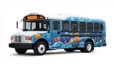 Underwater Submarine School Bus Wrap Design