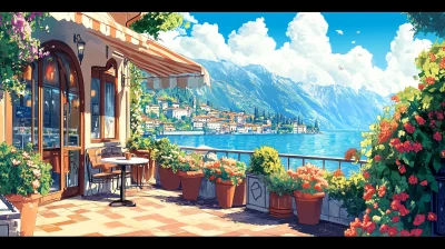 Italian Café by Lake Como